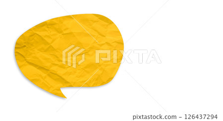 Yellow speech bubble crumpled paper isolated on transparent background Yellow speech bubble crumpled paper isolated on transparent background 126437294