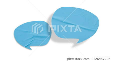 Light blue speech bubble crumpled paper isolated on transparent background 126437296