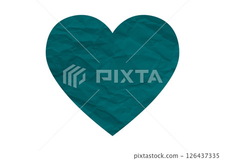 green crumpled paper heart heart sticker isolated on transparent background 126437335