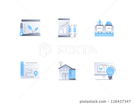 Smart farming and agriculture - flat design style icons set Smart farming and agriculture - flat design style icons set 126437347
