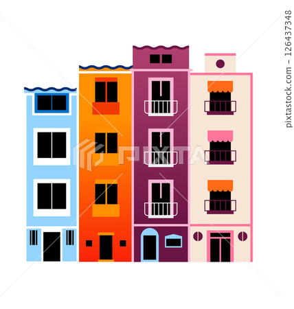Spanish house - colorful flat design style object 126437348
