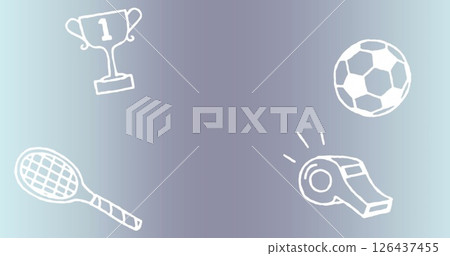 Image of school items icons on gray background 126437455