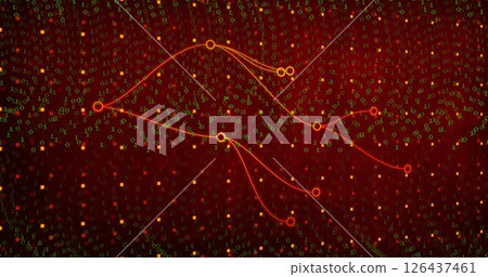 Image of network of connections over binary coding 126437461