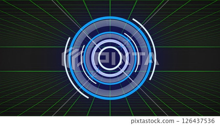 Futuristic circular interface image over grid background Futuristic circular interface image over grid background 126437536