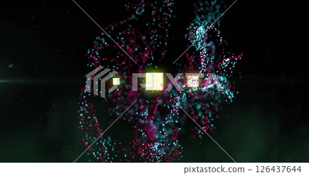 Colorful particles forming abstract shapes, data visualization image Colorful particles forming abstract shapes, data visualization image 126437644