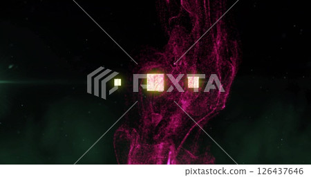 Abstract pink particles and glowing squares image on dark background Abstract pink particles and glowing squares image on dark background 126437646