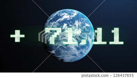 Earth with green digital numbers image over space background 126437655