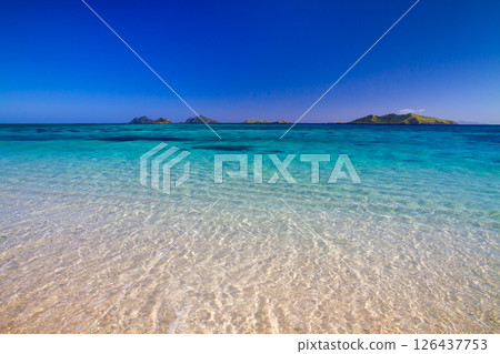 Sunset Beach on Mana Island, Mamanuca Islands, west of Viti Levu, Republic of Fiji, Oceania 126437753
