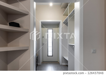 Modern Entryway with Tile Floor and Storage Modern Entryway with Tile Floor and Storage 126437848