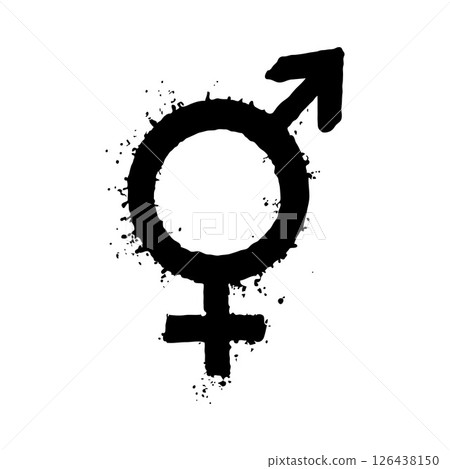 Gender symbols male and female in grunge style on white background. Concept of gender identity Gender symbols male and female in grunge style on white background. Concept of gender identity 126438150