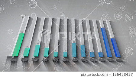 Image of digital data processing over icons on grey background Image of digital data processing over icons on grey background 126438437