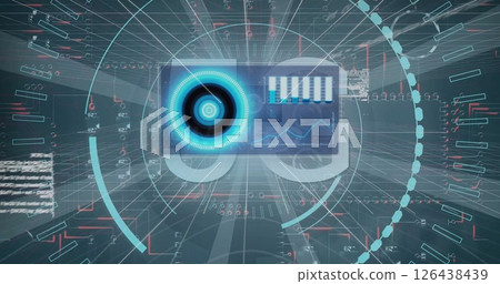 Image of digital data processing over sceen Image of digital data processing over sceen 126438439