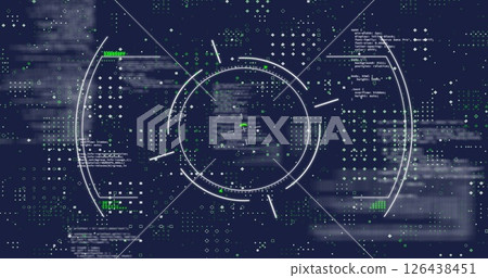 Image of scope scanning over data processing on black background 126438451