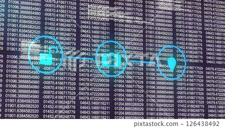 Image of network of connections with icons and data processing 126438492