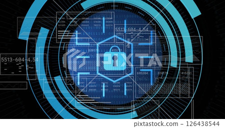 Image of padlock icon, scope scanning with data processing Image of padlock icon, scope scanning with data processing 126438544
