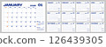 月曆 12 個月套裝，從週日開始，簡單的桌歷 126439305