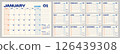 月曆 12 個月套裝，從週日開始，包括假期、桌曆 126439308