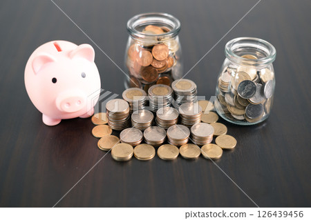 Bank finance department managed economy currency flow, overseeing investments, money transactions, cash reserves, and business banking to mitigate debt. finance, bank, currency, economy, investment. 126439456