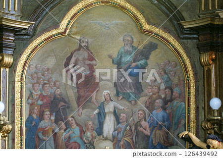 Holy Trinity with All Saints main altar in the All Saints Church in the Bedenica, Croatia Holy Trinity with All Saints main altar in the All Saints Church in the Bedenica, Croatia 126439492