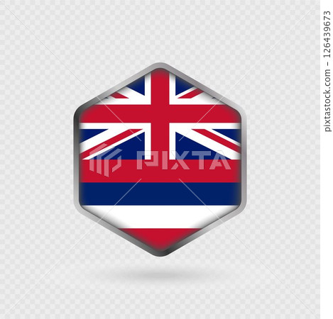 Hawaii State Flag Icon in Hexagon Shape. Hawaii State Flag Icon in Hexagon Shape. 126439673