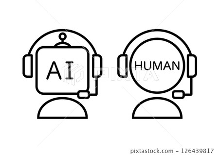 AI and human operator icon set AI and human operator icon set 126439817