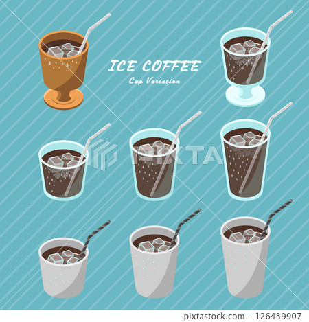 等距插畫_冰咖啡套裝 等距插畫_冰咖啡套裝 126439907