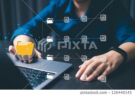 Corporate enterprises manage their information efficiently by organizing online documents and files into a secure cyberspace database and folder management system. cyberspace, document, folder, corp Corporate enterprises manage their information efficiently by organizing online documents and files into a secure cyberspace database and folder management system. cyberspace, document, folder, corp 126440145