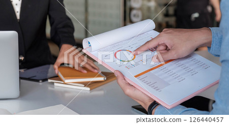 Close up Business people meeting to discuss the situation on the market. Business Financial Concept 126440457