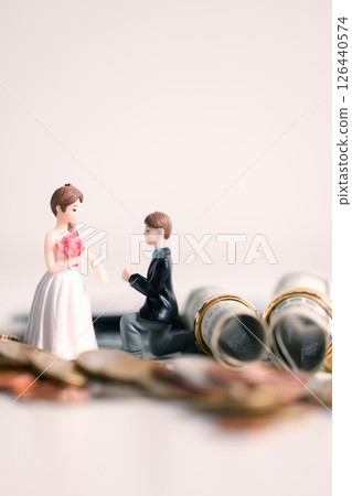 Woman carefully manages her wedding fund, making payments from her bank account and using credit wisely, with the background of sound financial plan supporting her marriage and business commitments. 126440574