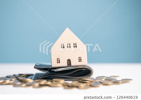 Buy a house, save money for a loan, understand home equity, and consider the value of insurance while collecting coins for additional funds. home, house, loan, equity, save, value, buy, money, coin. 126440619