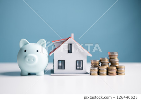 Concept of saving money for loan can help reduce debt when buy house or home, while understanding bank equity is essential for any business investment. loan, money, house, home, bank, debt, concept. 126440623