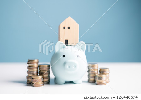 Concept of saving money for loan can help reduce debt when buy house or home, while understanding bank equity is essential for any business investment. loan, money, house, home, bank, debt, concept. 126440674