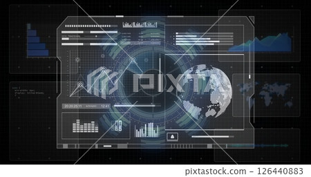 Image of globe and data processing over screen 126440883