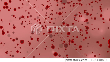 Image of blood cells and light spots on pink background 126440895