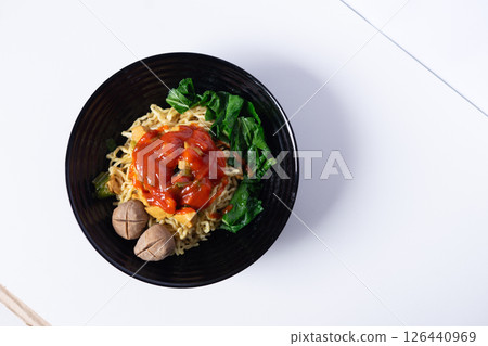 rice with pork or beef or other meat ingredients 126440969