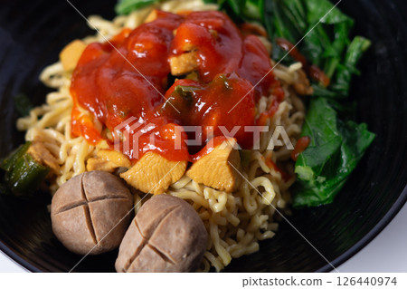 noodles with meat in soup noodles with meat in soup 126440974