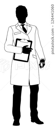 Scientist Engineer Survey Clipboard Man Silhouette 126441060