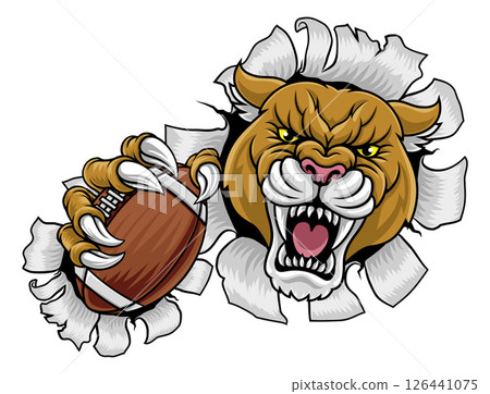 Cougar Panther Mountain Lion Puma Football Mascot 126441075