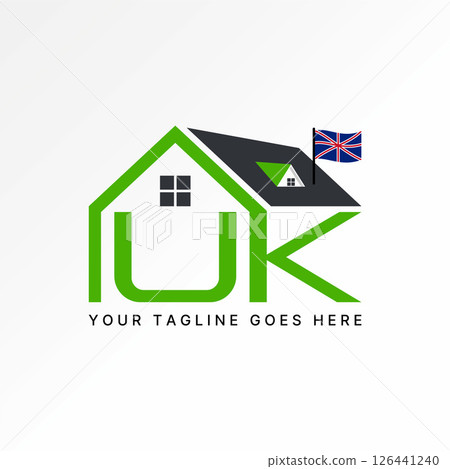Logo design graphic concept creative premium vector stock image top sell initial UK font roof house and flag british to home property england britain Logo design graphic concept creative premium vector stock image top sell initial UK font roof house and flag british to home property england britain 126441240