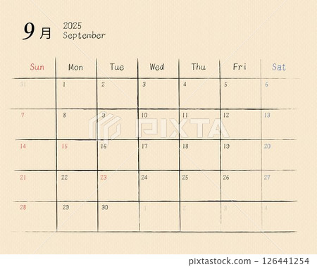 Note-style calendar (September) 126441254