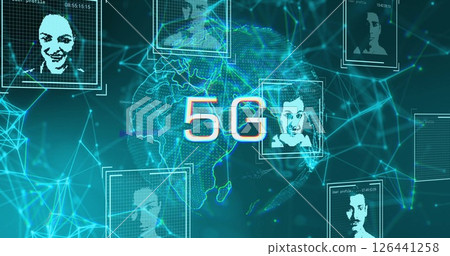 5G text image over digital network and portraits around globe 5G text image over digital network and portraits around globe 126441258