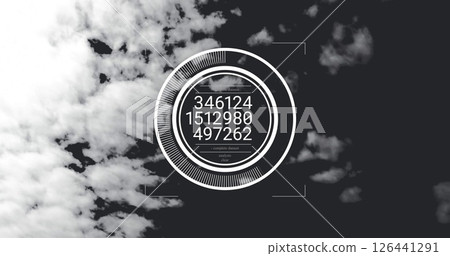 Image of circle and data processing over clouds Image of circle and data processing over clouds 126441291