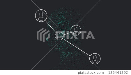 Image of network of connections with icons over digital human Image of network of connections with icons over digital human 126441292