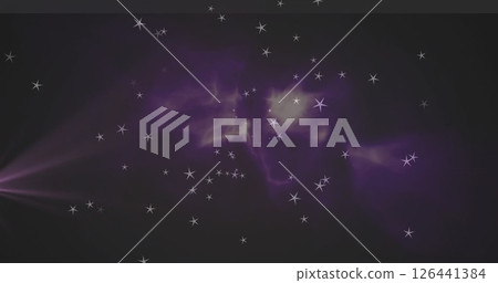 Image of stars and light trails on black background 126441384