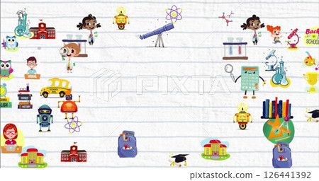 Image of school items icons on white background 126441392
