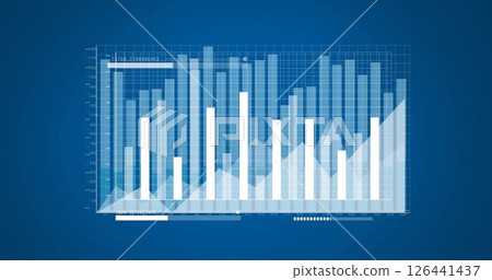 Image of diagram and data processing on blue background 126441437