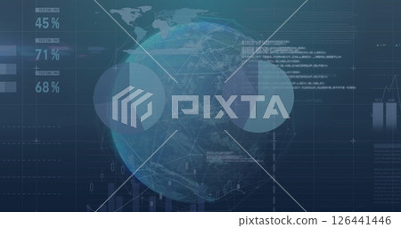 Image of financial data processing over globe Image of financial data processing over globe 126441446