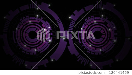 Image of scopes scanning and light spots on black background Image of scopes scanning and light spots on black background 126441469