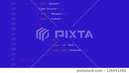 Image of digital data processing over blue background 126441488