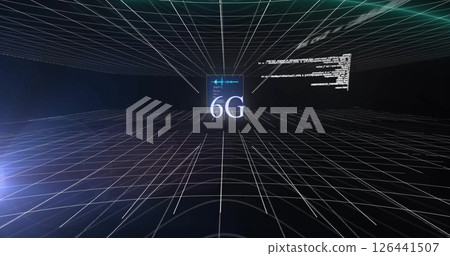 Image of data processing on black background 126441507
